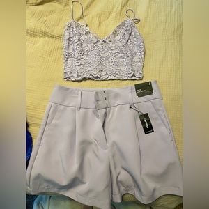 Express Lilac Crop Top and Shorts Ser